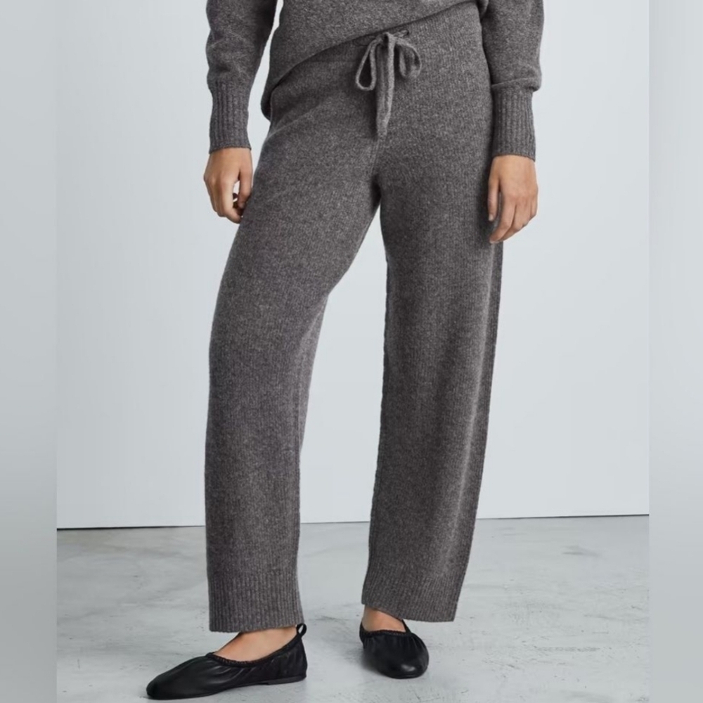NWOT Everlane The Cozy Stretch Wide Leg Wool Yak Hair Blend Pants Charcoal Gray - Picture 4 of 12